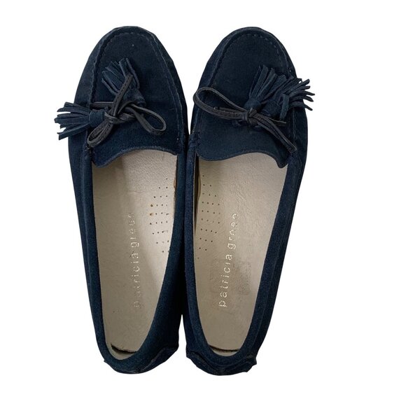 Patricia Green Blue Suede Tasseled Driving Moccasins Size 8 - Picture 1 of 10